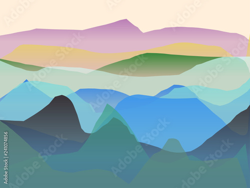 Farbige Berge, Wellen, abstrakte Oberfläche, moderner Hintergrund, Vektorgrafik Illustration für dein Projekt