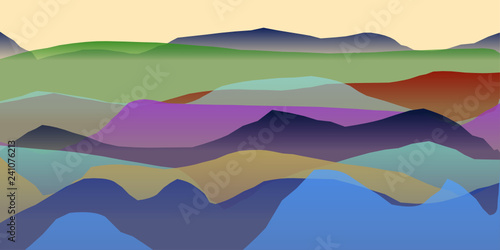Farbige Berge, Wellen, abstrakte Oberfläche, moderner Hintergrund, Vektorgrafik Illustration für dein Projekt
