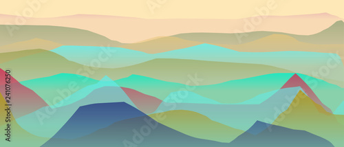 Farbige Berge, Wellen, abstrakte Oberfläche, moderner Hintergrund, Vektorgrafik Illustration für dein Projekt