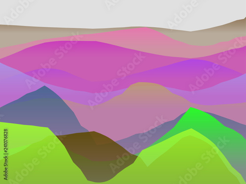 Farbige Berge, Wellen, abstrakte Oberfläche, moderner Hintergrund, Vektorgrafik Illustration für dein Projekt