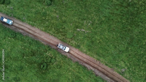 Wallpaper Mural Traveling Cars Driving On Road At Green Land Aerial View Torontodigital.ca
