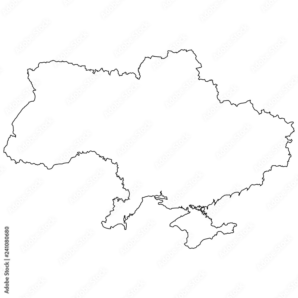 Outline country of the state of ukraine, vector of the border outline of the state of ukraine
