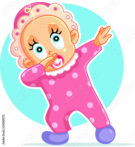 Funny Baby Girl Dabbing Vector Cartoon