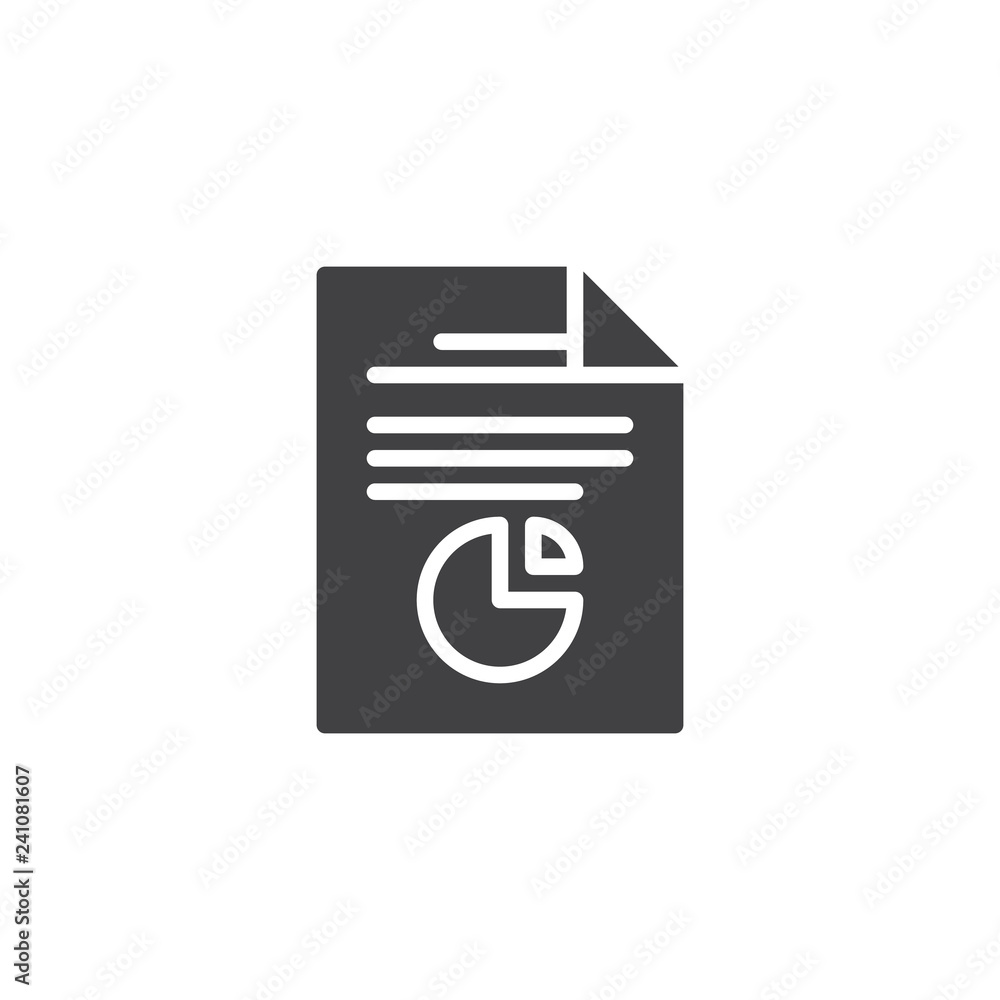 Business document file vector icon. filled flat sign for mobile concept and web design. Paper document with pie chart diagram simple solid icon. Symbol, logo illustration. Pixel perfect vector Business document file vector icon. filled flat sign for mobile concept and web design. Paper document with pie chart diagram simple solid icon. Symbol, logo illustration. Pixel perfect vector