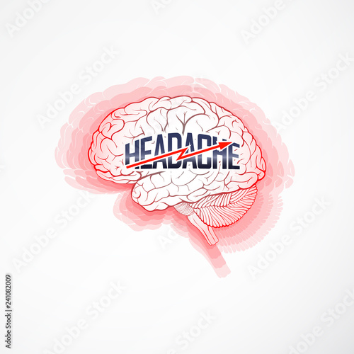 Headache concept depicting inflamed brain disease
