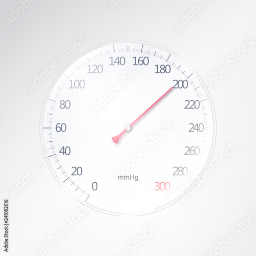 Sphygmomanometer with red arrow vector healthcare illustration