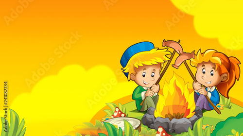 cartoon summer background with space for text - illustration for children
