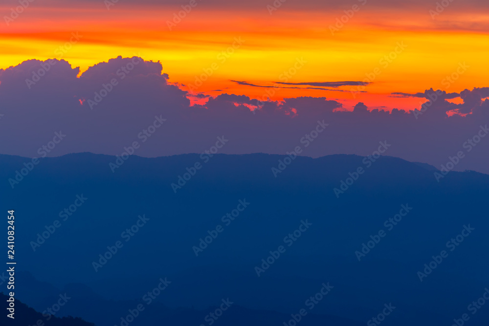 landscape sunset Background of mountain  in Chiang Rai,Thailand