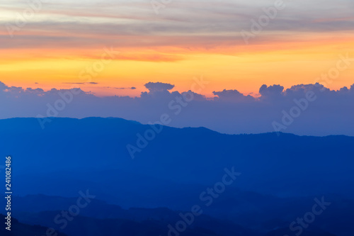 landscape sunset Background of mountain  in Chiang Rai Thailand