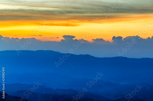 landscape sunset Background of mountain in Chiang Rai,Thailand