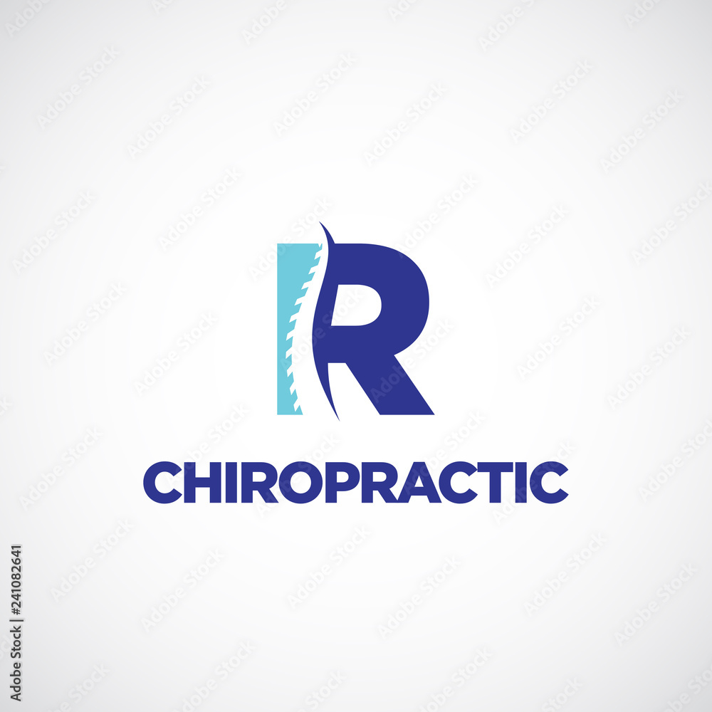Clean R initial Letter Chiropractic Logo Clean R initial Letter Chiropractic Logo