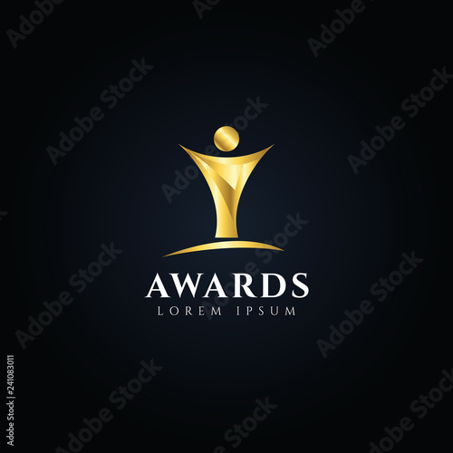 Gold Trophy Awards Logo Symbol