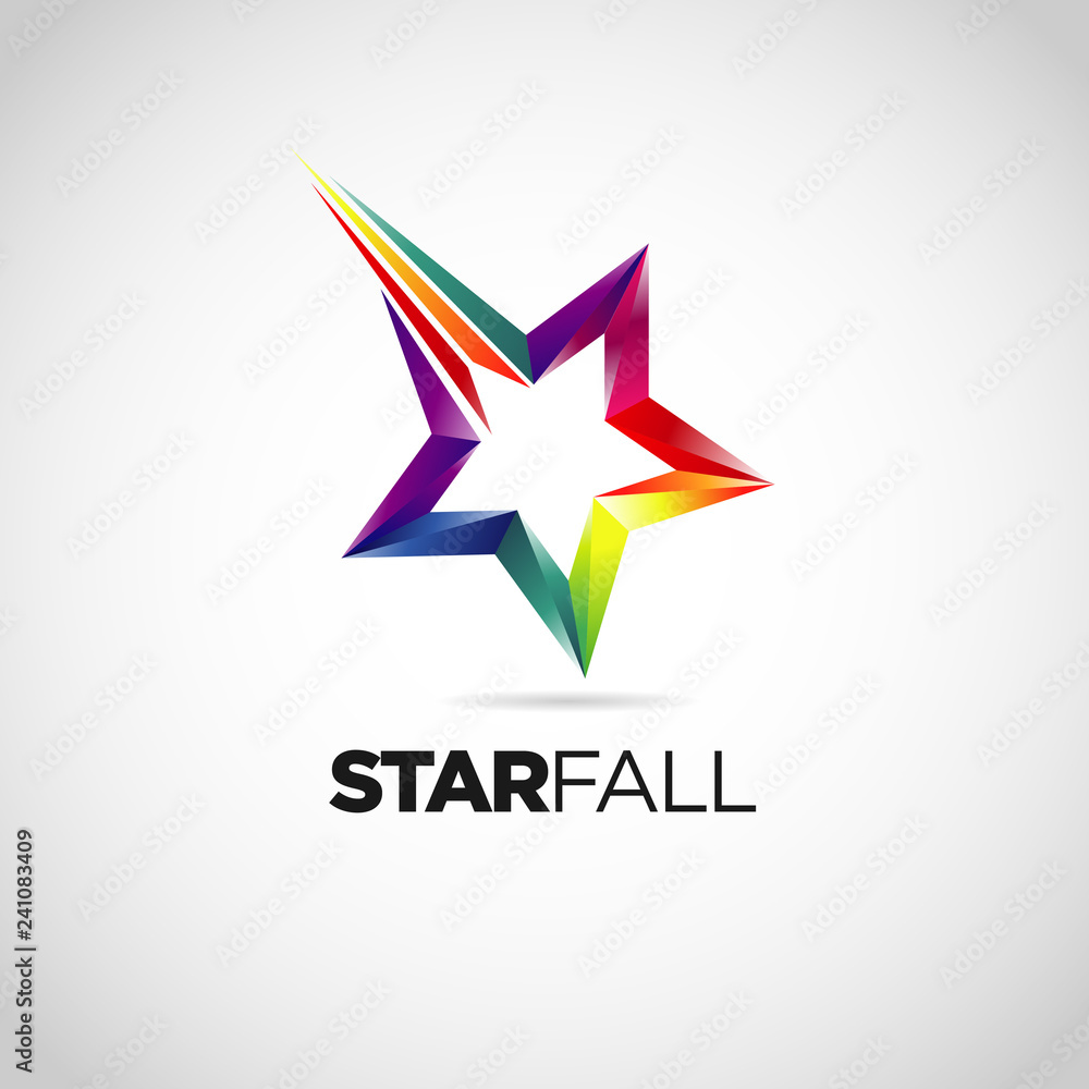 Fototapeta premium Colorful Star Fall Logo Symbol
