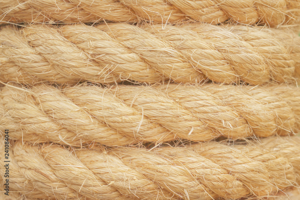Fototapeta premium Row of brown rope seamless patterns texture nature for background, made from dried plants ( jute )