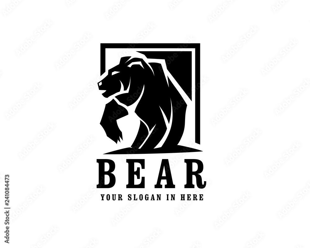 walking bear with anger logo design inspiration