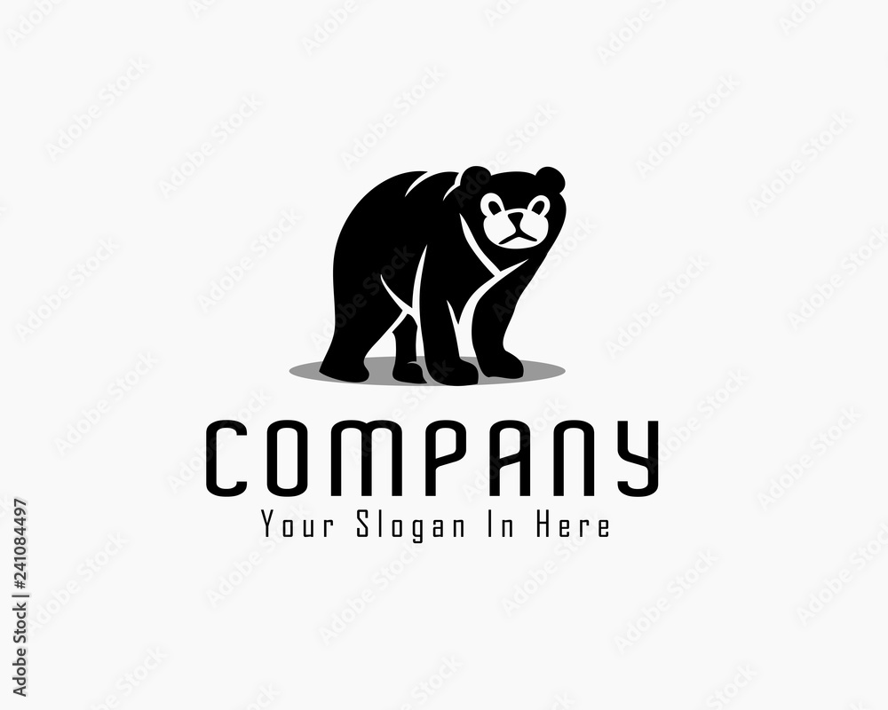 funny stand bear art logo design inspiration