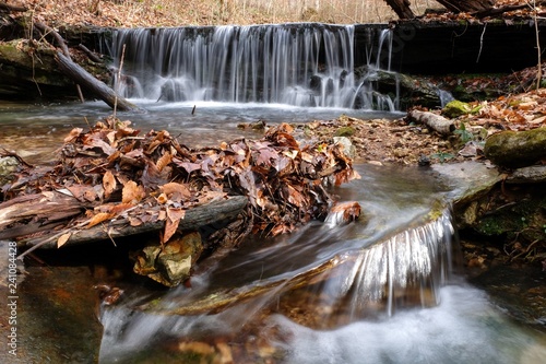 A small waterfall with a twirling pattern downstream of the big waterfall in Belvidere, Tennessee.