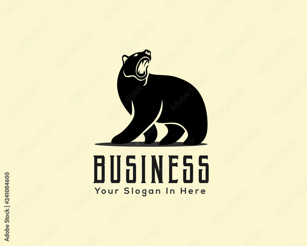 Stand bear with roaring logo design inspiration Stand bear with roaring logo design inspiration