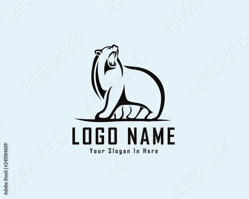 art illustration Stand bear with roaring logo design inspiration