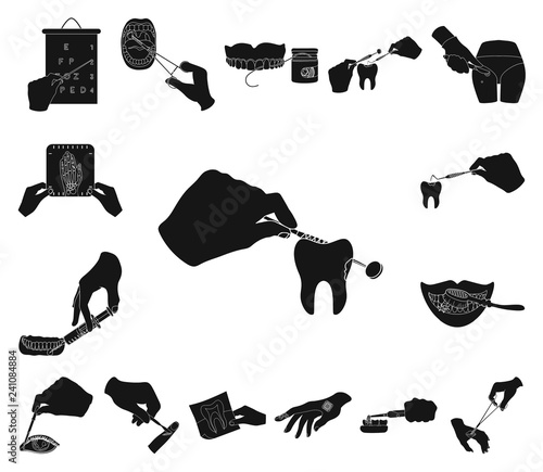 Manipulation by hands black icons in set collection for design. Hand movement in medicine vector symbol stock web illustration.