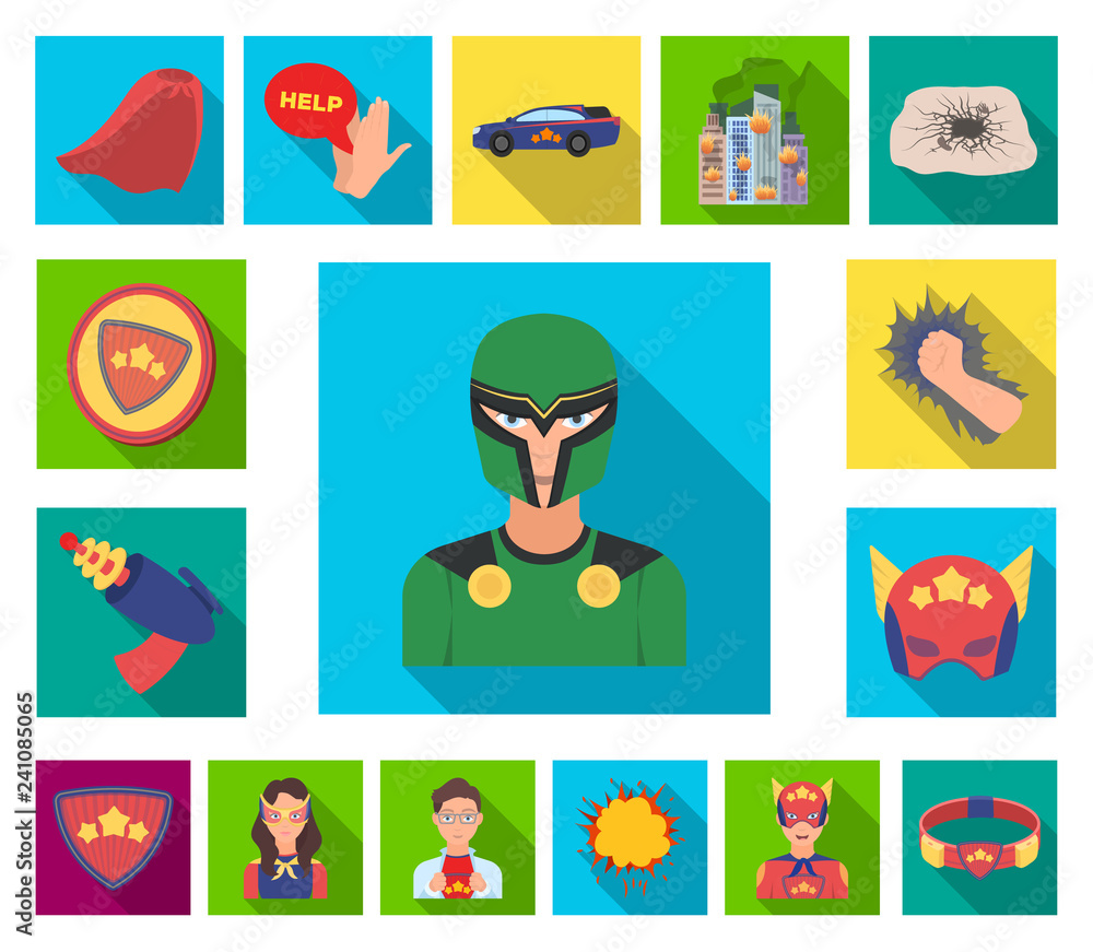 A fantastic superhero flat icons in set collection for design. Superhero's equipment vector symbol stock web illustration. A fantastic superhero flat icons in set collection for design. Superhero's equipment vector symbol stock web illustration.