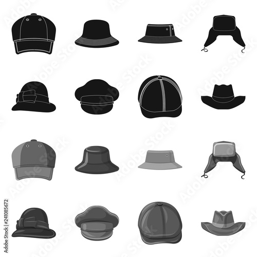 Isolated object of headgear and cap icon. Set of headgear and accessory vector icon for stock.