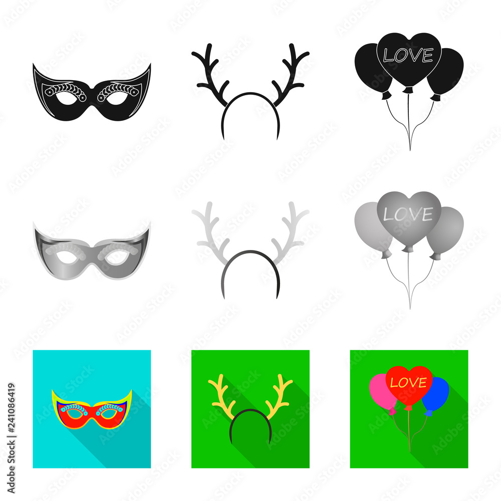 Vector illustration of party and birthday sign. Set of party and celebration stock symbol for web.