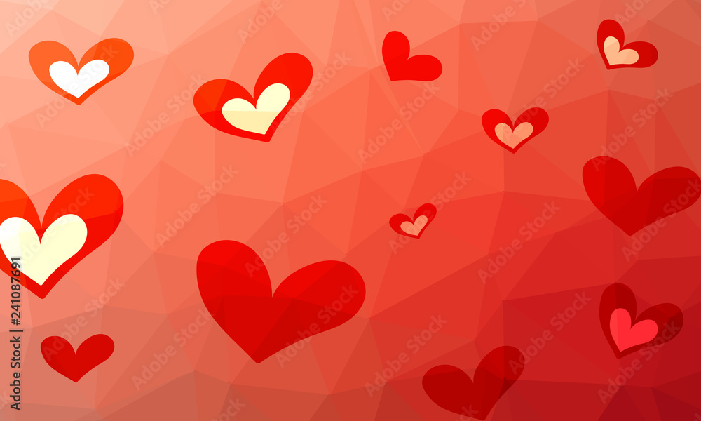 Vector Illustration of a Valentines Day Card and  polygon background - Vector