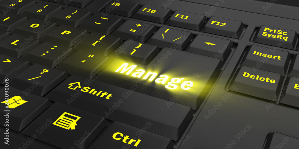 yellow glowing key on black computer keyboard, 3d illustration yellow glowing key on black computer keyboard, 3d illustration