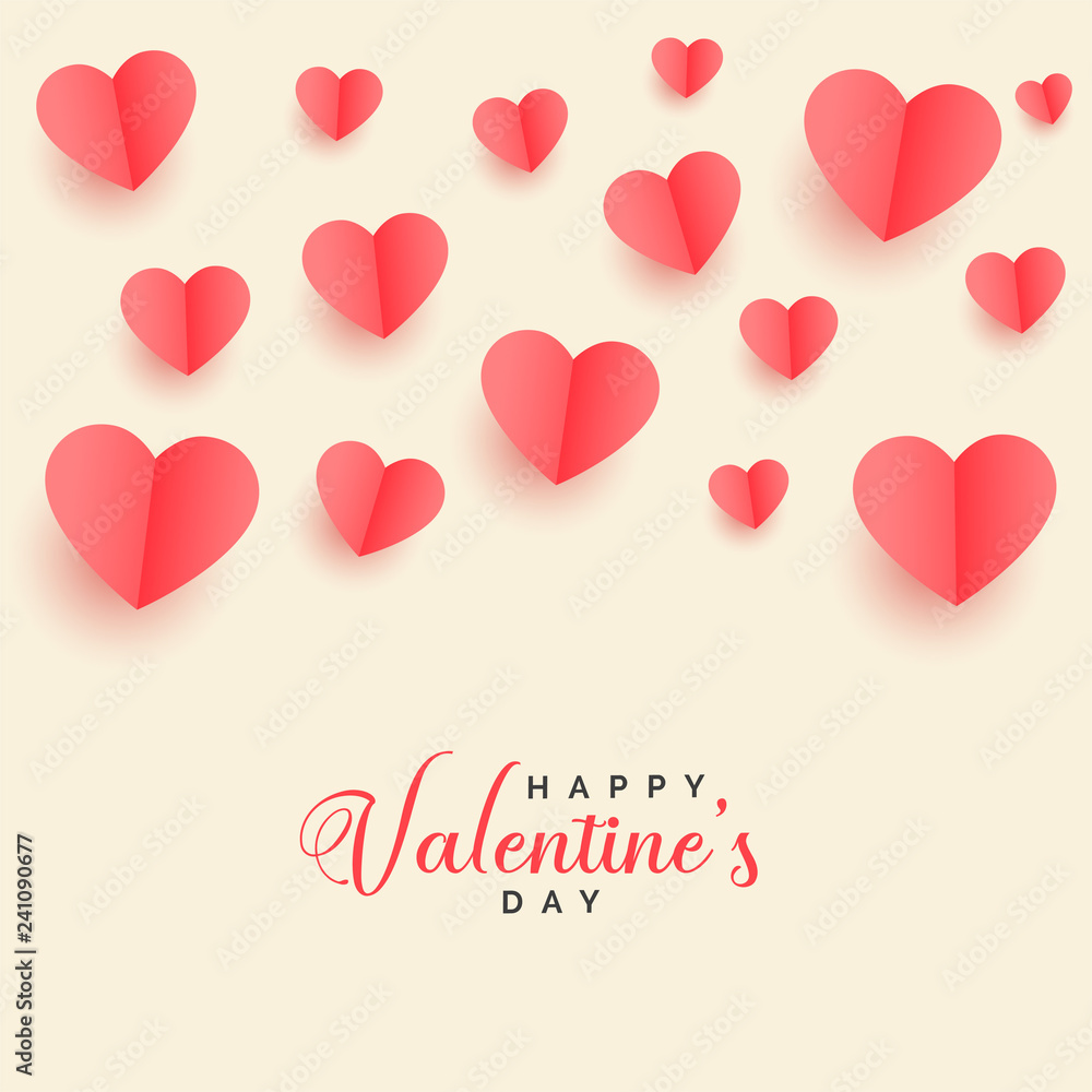 lovely flying papercut hearts valentines day background