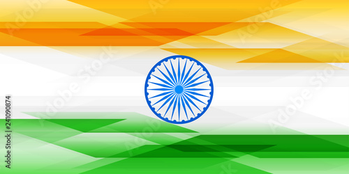abstract indian flag in geometric style banner