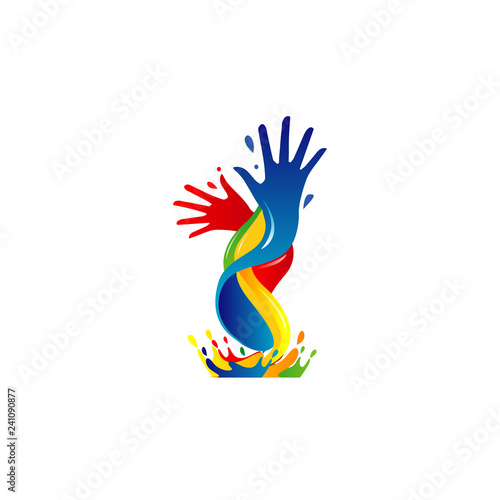 Hand Colorful Paint Logo Sign Symbol Illustration