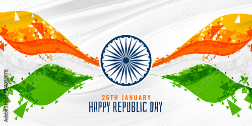 happy republic day indian abstract flag banner background