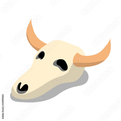 Skull of Cow. Vector Illustration.