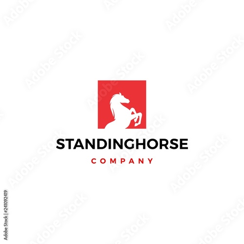 standing horse logo vector icon illustration square
