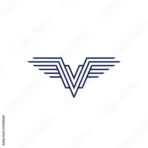 v wings logo vector emblem