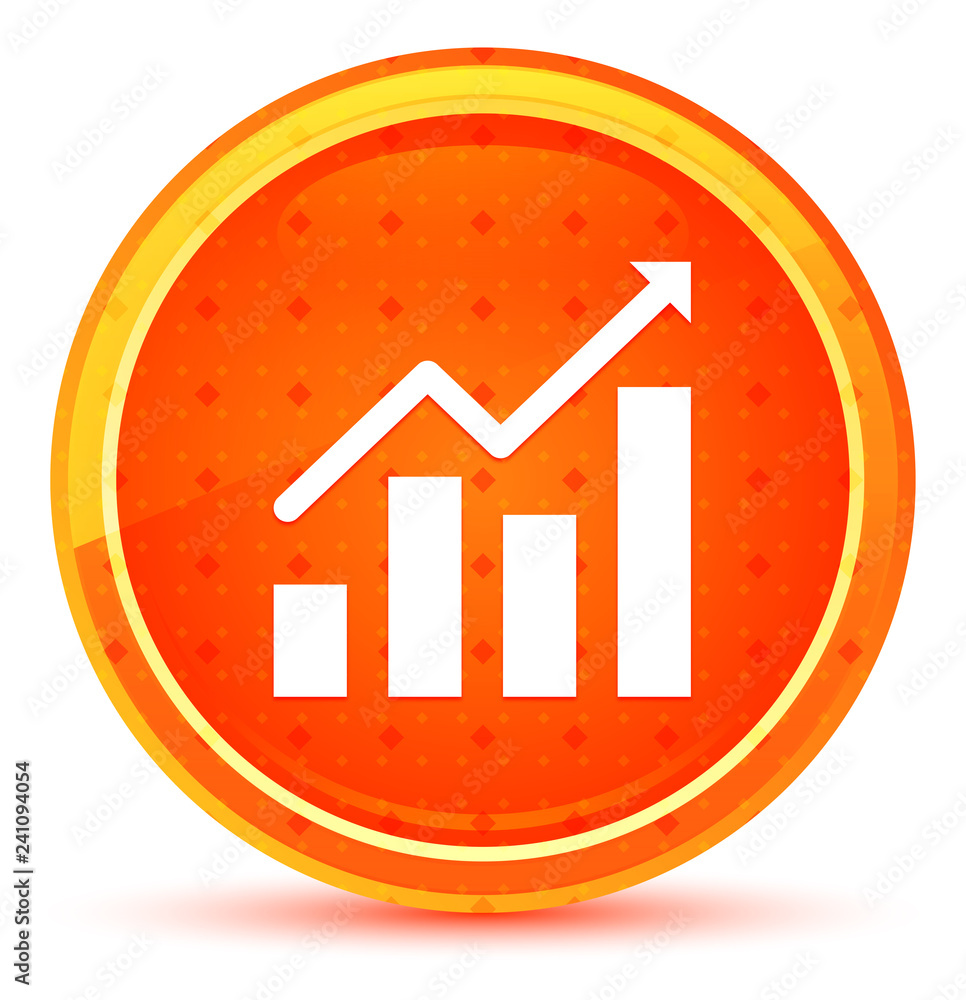Statistics icon natural orange round button Statistics icon natural orange round button