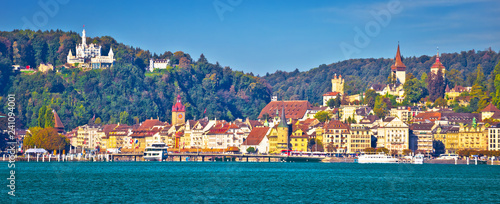 Lucerne lake waterfront and famous landmarks view