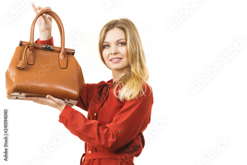 Fashion woman with leather handbag