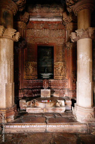 Interior of Hindu and Jain temples in Khajuraho. Madhya Pradesh, India.