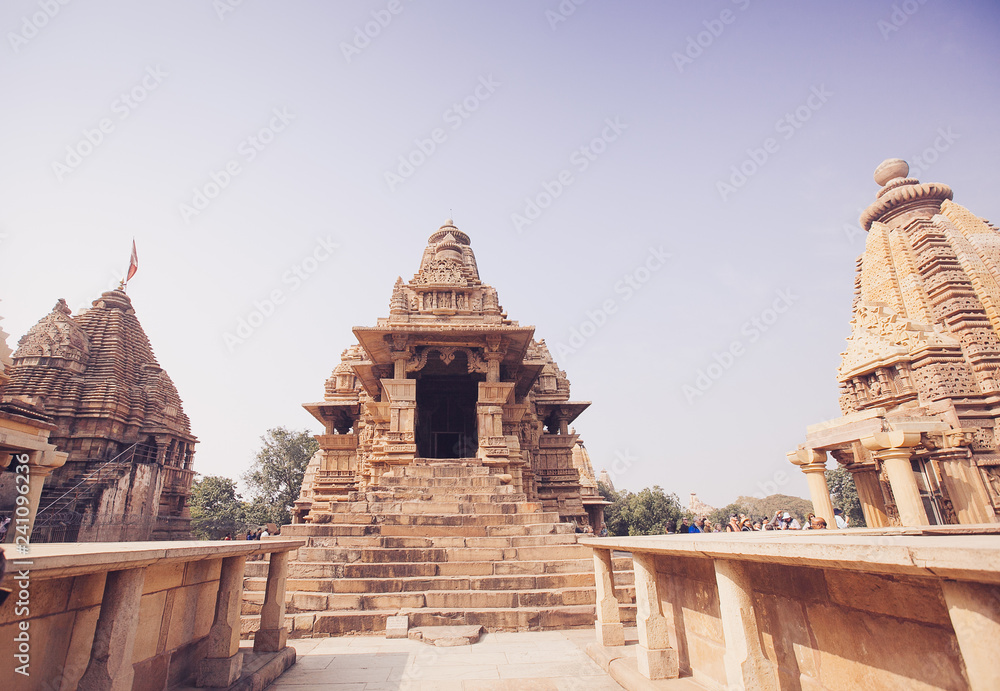 Hindu and Jain temples in Khajuraho. Madhya Pradesh, India.