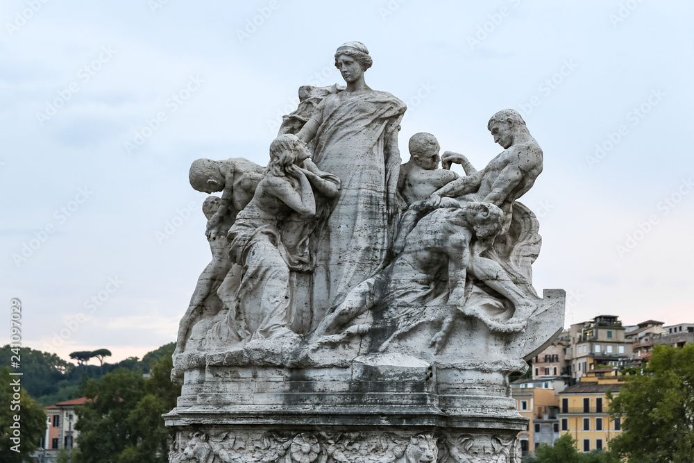 Statue in Ponte Vittorio Emanuele II, Rome, Italy Statue in Ponte Vittorio Emanuele II, Rome, Italy