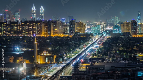 Wallpaper Mural Jumeirah Palm island skyline night timelapse in Dubai, UAE. Torontodigital.ca