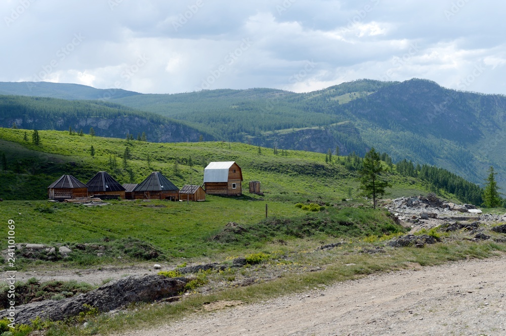Tourist base on the pass Kathu - Yaryk. Altai Republic