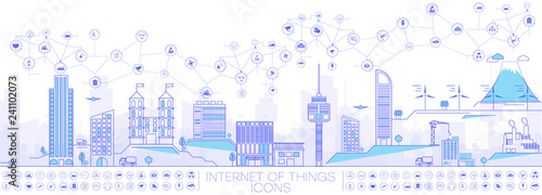 	 Concept Smart city for web page, banner, presentation, social media. Intelligent building isometric vector