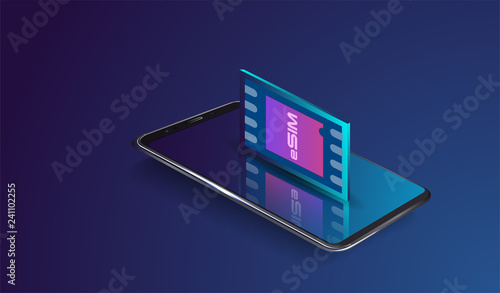 eSIM card chip sign. Embedded SIM concept