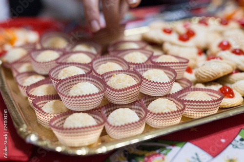 Wallpaper Mural horizontal image with a close-up detail of coconut cakes served on a tray during a party Torontodigital.ca