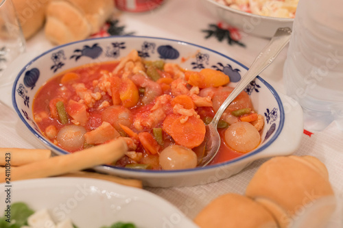 Wallpaper Mural horizontal image with close up detail of salad with vegetables, carrots, onions, string beans, and tomato sauce Torontodigital.ca