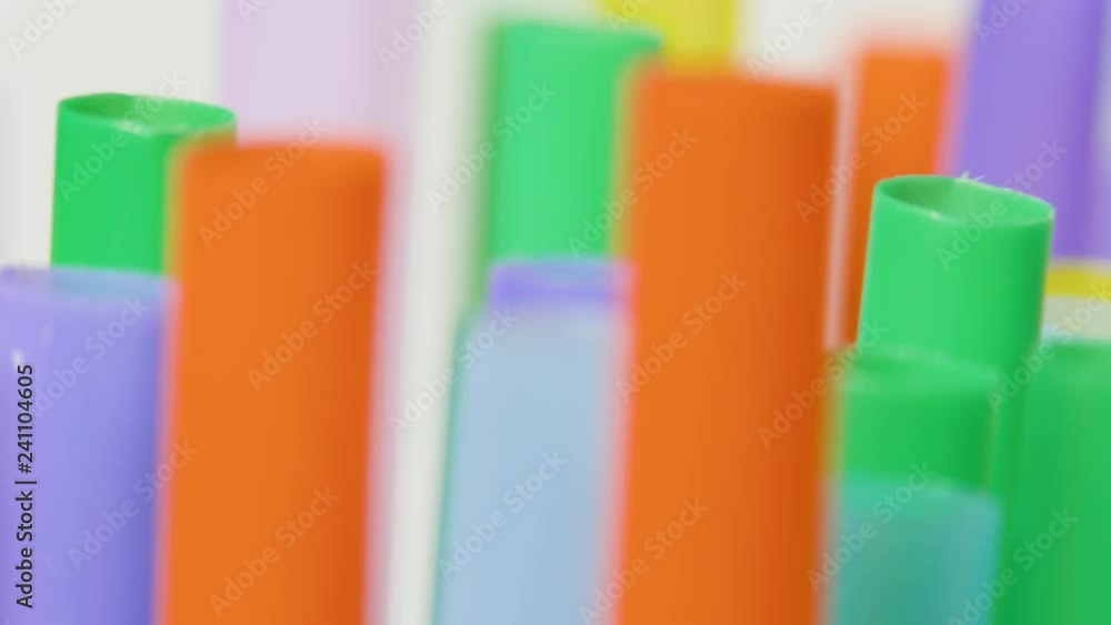 Top view of colorful straw on the rotation table Top view of colorful straw on the rotation table