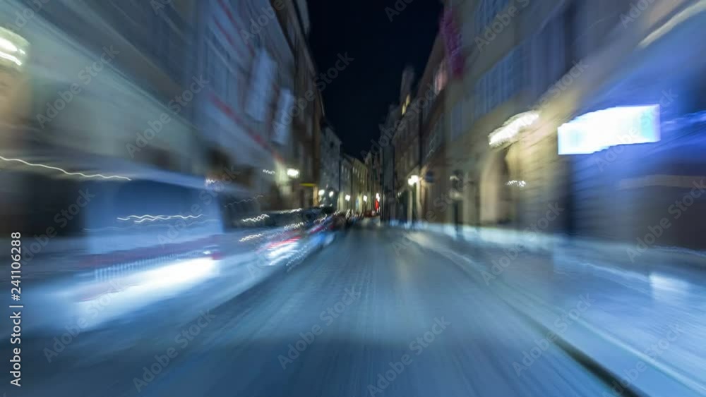 Drive at fast speed at the night streets timelapse hyperlapse drivelapse. Drive at fast speed at the night streets timelapse hyperlapse drivelapse.
